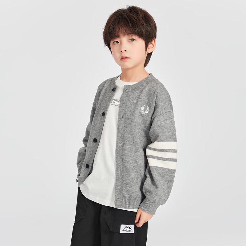 Duoduojia Boys' Preppy Style Round Neck Cardigan Sweater