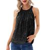 Summer New Sleeveless Loose Sequin Women Shirts Fashion Solid Halter Elegant Party Casual Blouse Women Tops Street Slim Fit Simple Ladies Shirt 26586