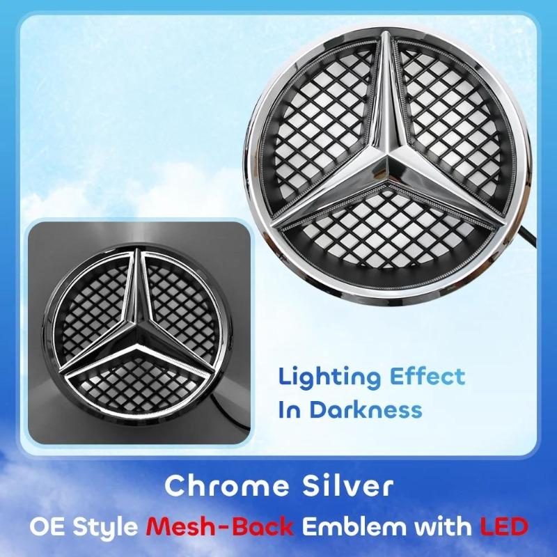 Car Front Grill Emblem Star Badge 3D Mirror OE Style Flat Surface For Mercedes Benz W245 W204 X204 B180 B200 B250 C280 C300 C350