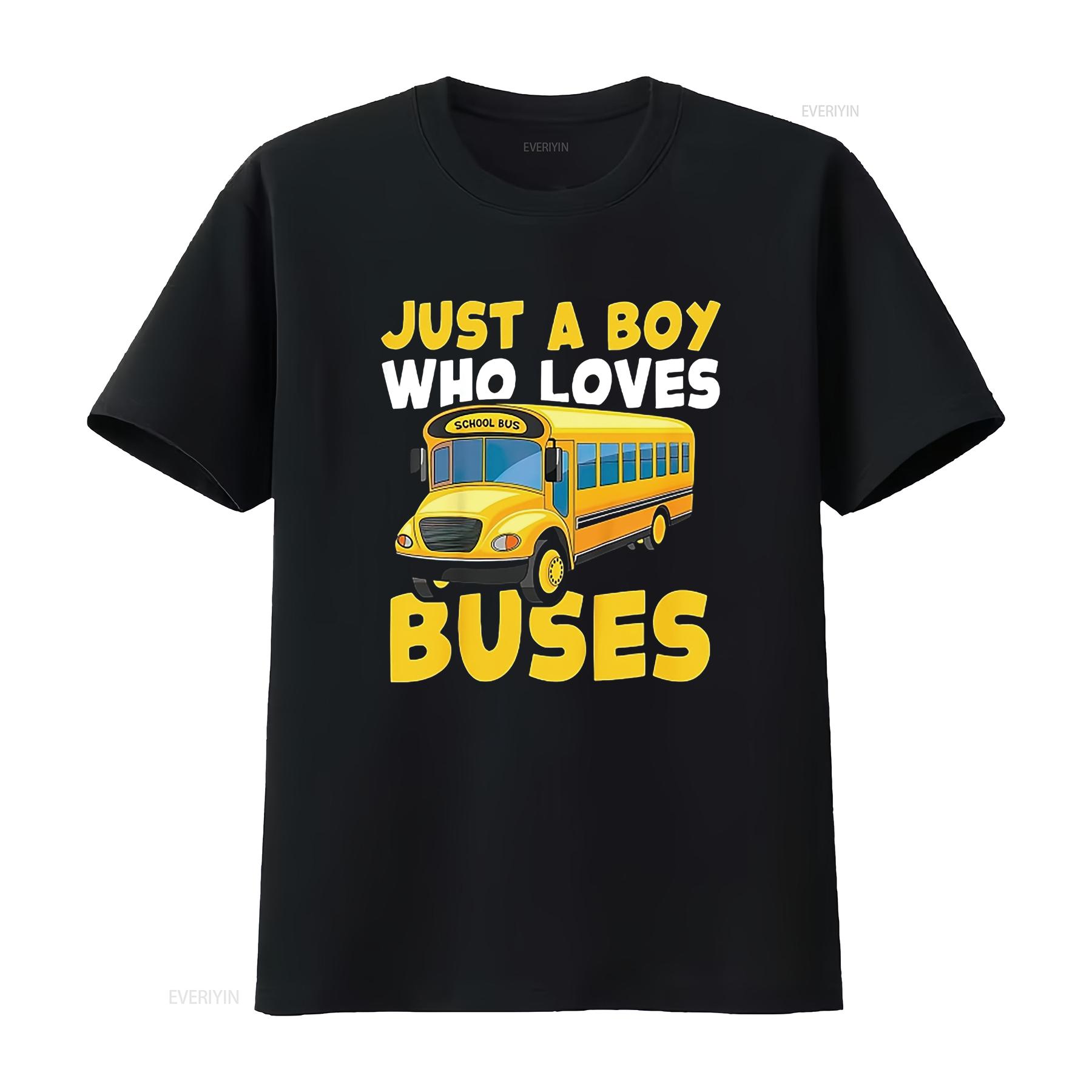 

Kids School Bus Costume Just a Boy who loves Buses T Shirt vintage Washed Casual Comfortable Soft fashion Slightly 4XL