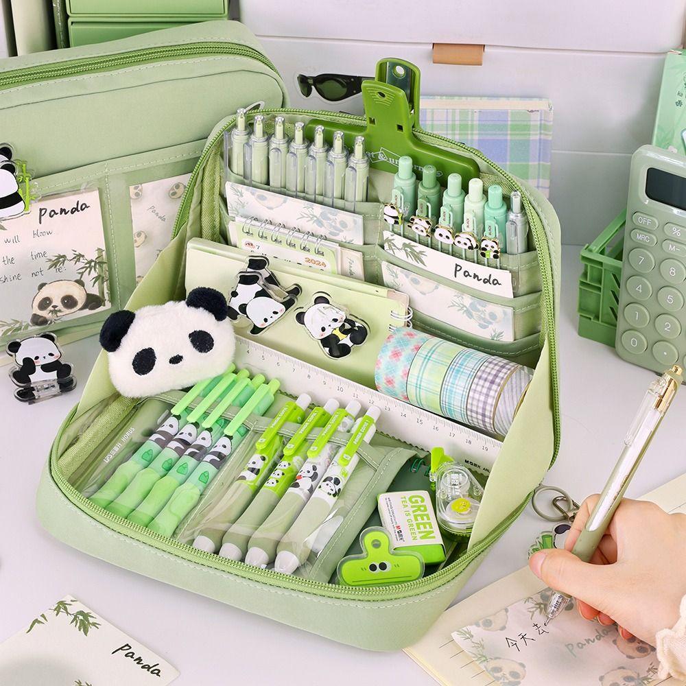 12-Layer Penicl Case Large Opening Multi-Compartment Stationery Bag Stationery Organizer Large Capacity Pen Bag Students