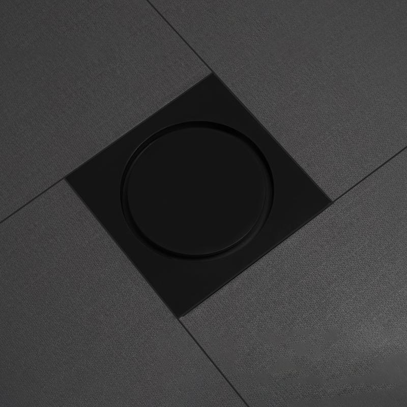 Floor Drain Brass Anti-odor Bath Drain Deodorization Square Kitchen Toilet Shower Room Cover Large Drainage Black 10*10CM