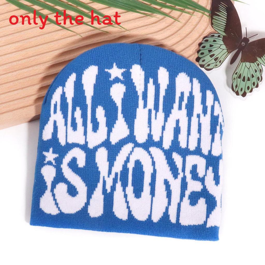 Unisex Acrylic Knit Hatwith Letter Embroidery For Fall Outdoor Activities