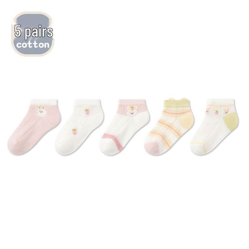 Infant Toddler Breathable Mesh Bear Ankle Socks - Seamless, Antibacterial Cotton for Boys (Spring/Summer)