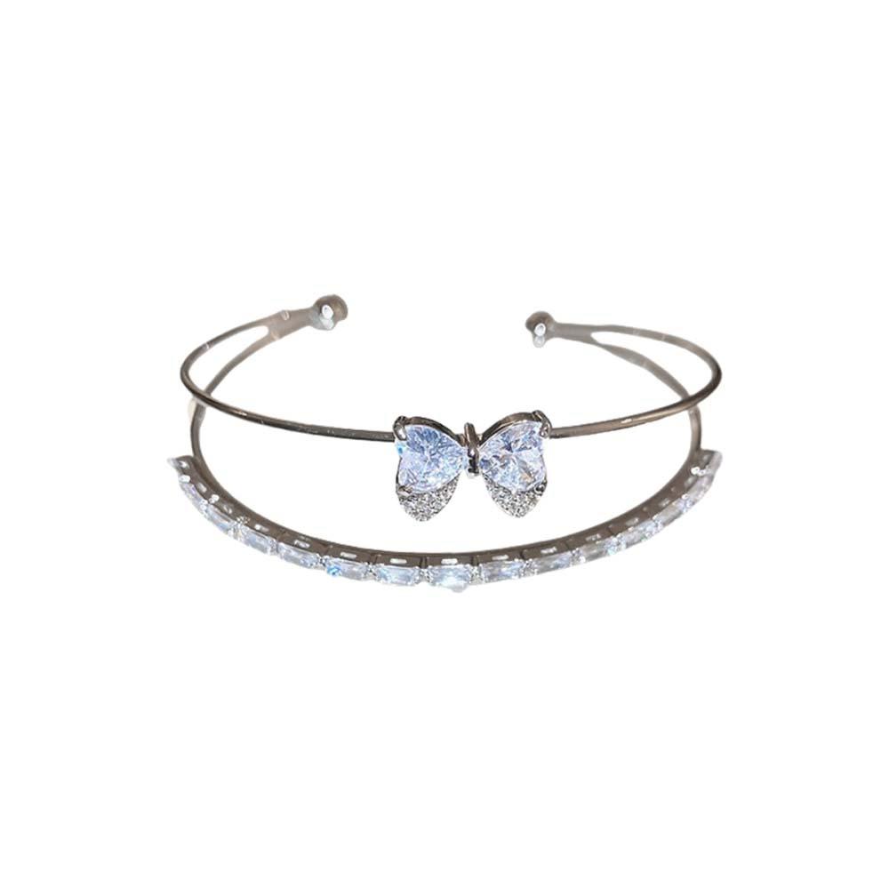 

Браслет с цирконом в виде банта в два ряда, золото, серебро, корейский стиль, ручной браслет, отпуск серебряный