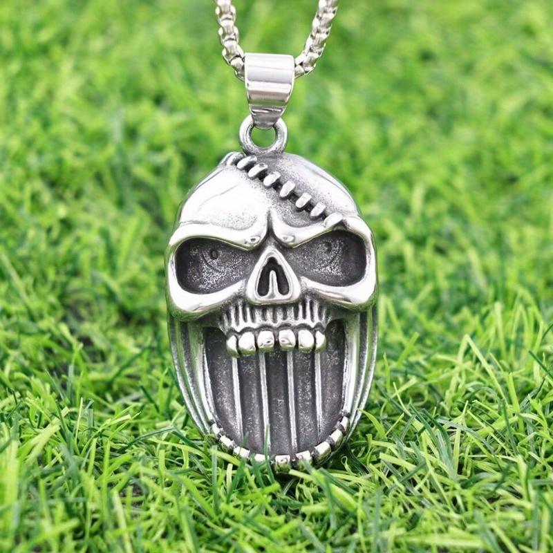 Skull pendant retro exaggerated big eyes ghost head scar ghost face skull necklace