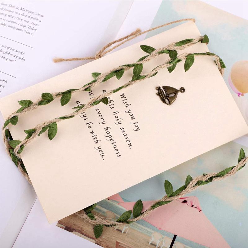 Artificial Green Leaf Jute Rope Vine DIY Craft Fake Greenery Garland for Wedding Home Party Wall Hanging Decoration