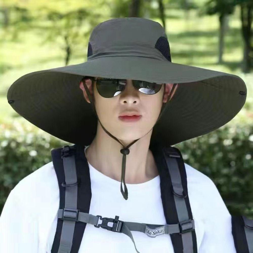 Wide Brim Women Beach Hat Polyester Hat for Men Summer Foldable Men's Bucket Hat  Fishing