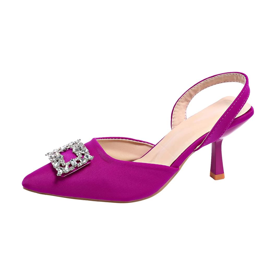 Fashion Luxury Rhinestone Women's Sandals 2025 New Brand Designer Womenswear Sexy Pointed High Heels Elegant Slip on Party Dress Sandals