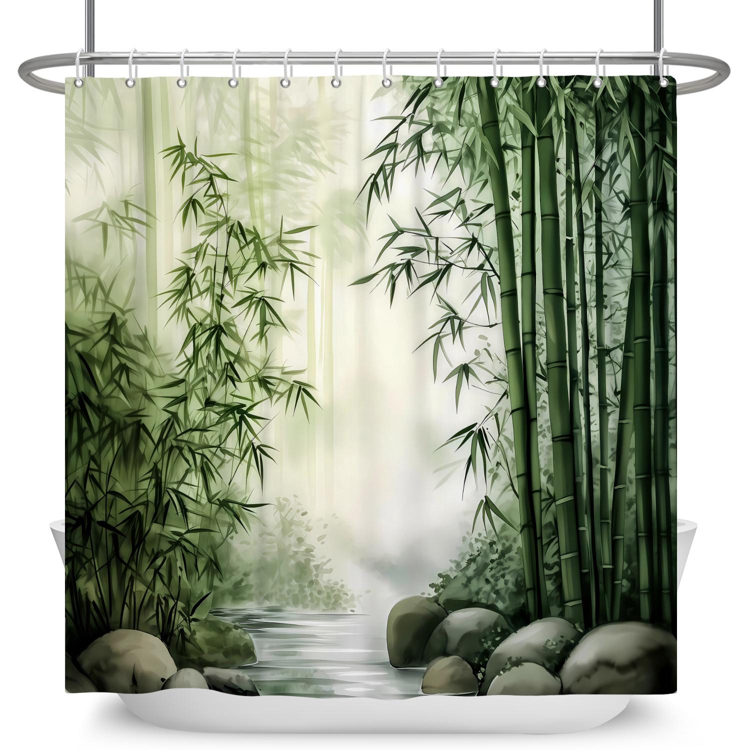 

Zen Bamboo Forest Shower Curtain Nature Landscape Print Waterproof Screen Bath Curtain For Bathroom Decor Polyester With 12 Hook W60H190(CM)-1 Pcs