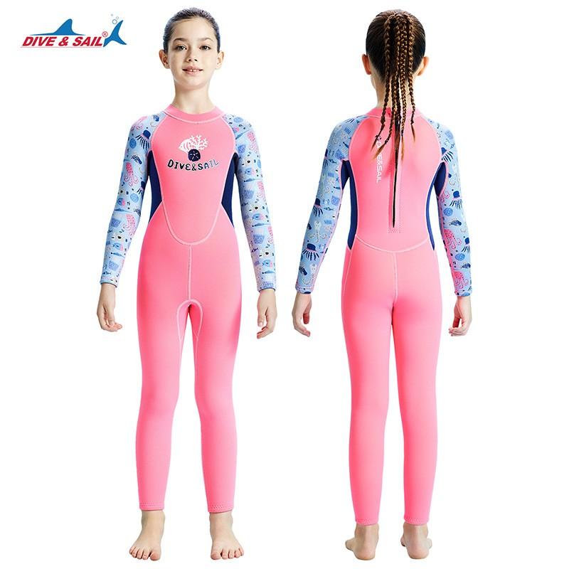 Kids 2.5mm Neoprene Wetsuit Girls Full Body Warm Suit Snorkeling Surfing Cold Water Swimming