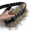 1 Peça Cós de Vaca Peludo para Boate Corrente de Cintura de Pelúcia Cinto Punk de Inverno Y2K Contas de Metal Vintage Peludo Sexy Cintos de Pele Sintética Moda