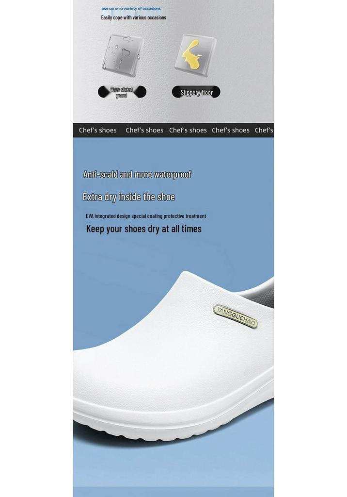 Men's Plus Size Waterproof Anti-Slip Chef Shoes - Safety, Oil Resistant, Anti-Odor Work Shoes for Restaurant Staff