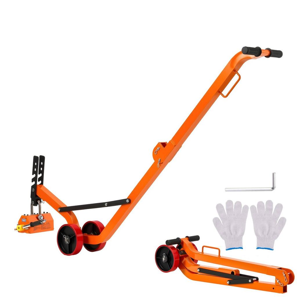 Magnetic Lid Lifter Dolly, 600 kg Pulling Capacity, Steel Dolly with Heavy Duty Magnet Lift and 2 Wheels, Adjustable Handle, N42 Neodymium, Foldable