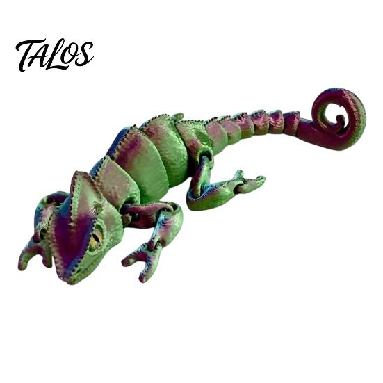 PLA Chameleon Sculpture 3D Printed Figurine, Realistic Articulated Lizard Toy, Animal Lifelike Toy Model with Moveable Joints for Desk Decoration