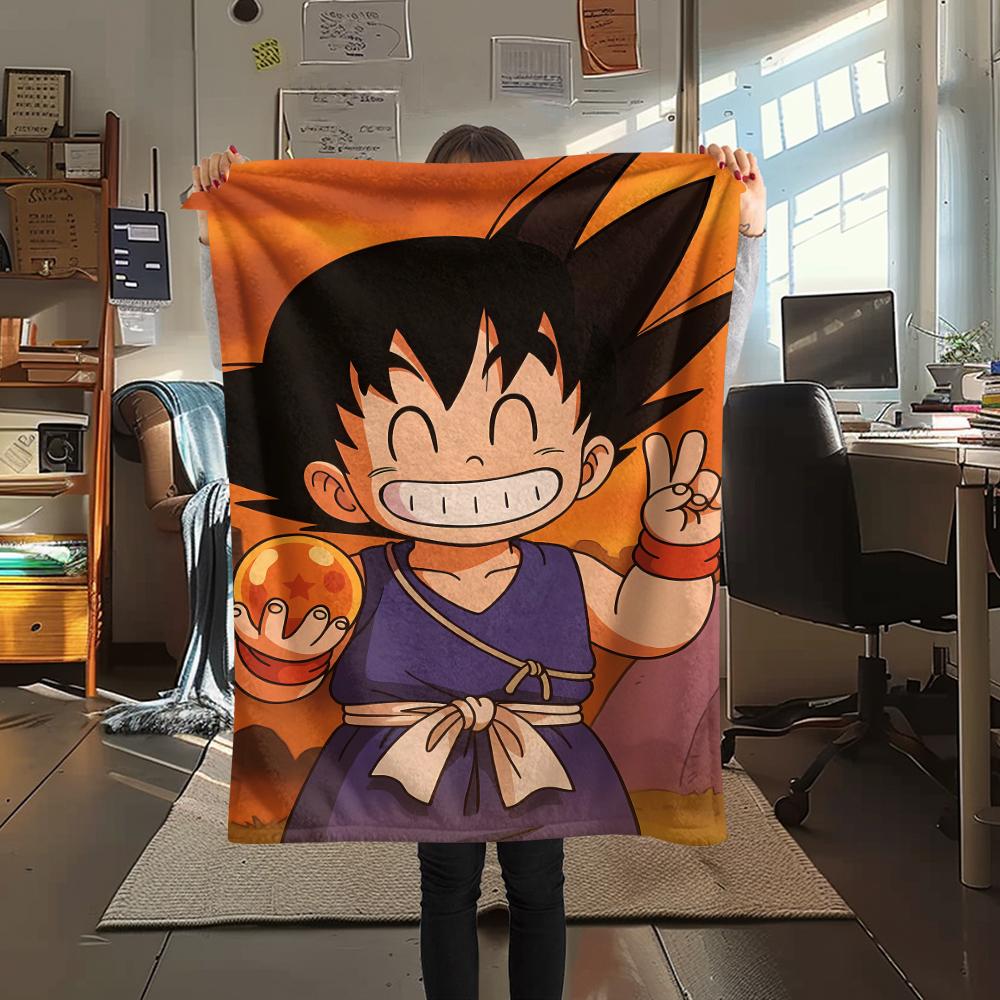 

Фланелевое одеяло с принтом персонажей Dragon Ball, Высококачественное, Удобное для всех сезонов, Декор для дома, Тепло и уют, Идеально для рождественских подарков 80cm x 120cm