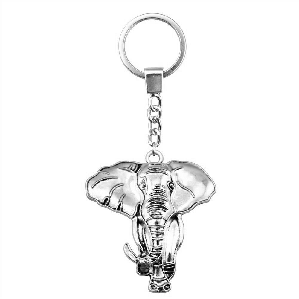 Pendentifs Porte-clés Éléphant Amoureux des Animaux Bijoux en Métal Artisanat Anneau 30mm