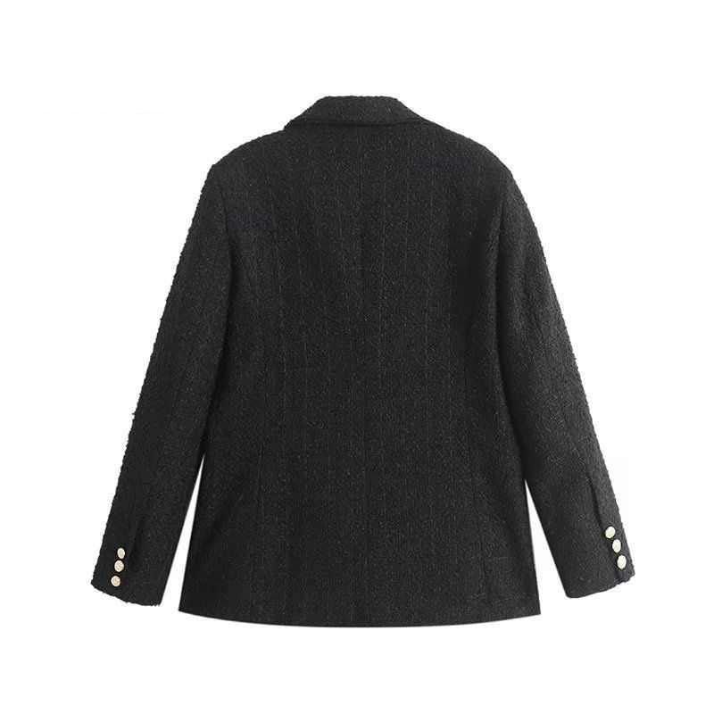 Textured Double,Breasted Mid,Length Women's Fashion