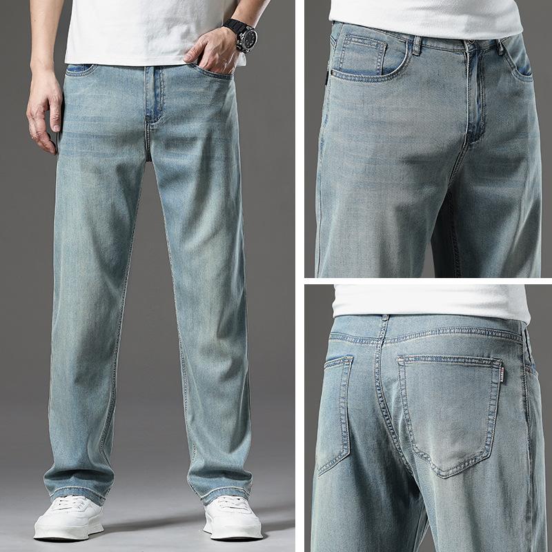 Tencel Denim Trousers For Men In Summer, Light And Loose, Straight, High-end, Soft, Trendy And Cool, Versatile Wide Legs