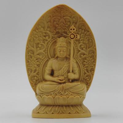 Mini Buddhist Statue – Kokūzō Bosatsu (For Ox & Tiger Zodiac Years) Boxwood Carving – Protector Deity & Guardian Buddha for the Chinese Zodiac