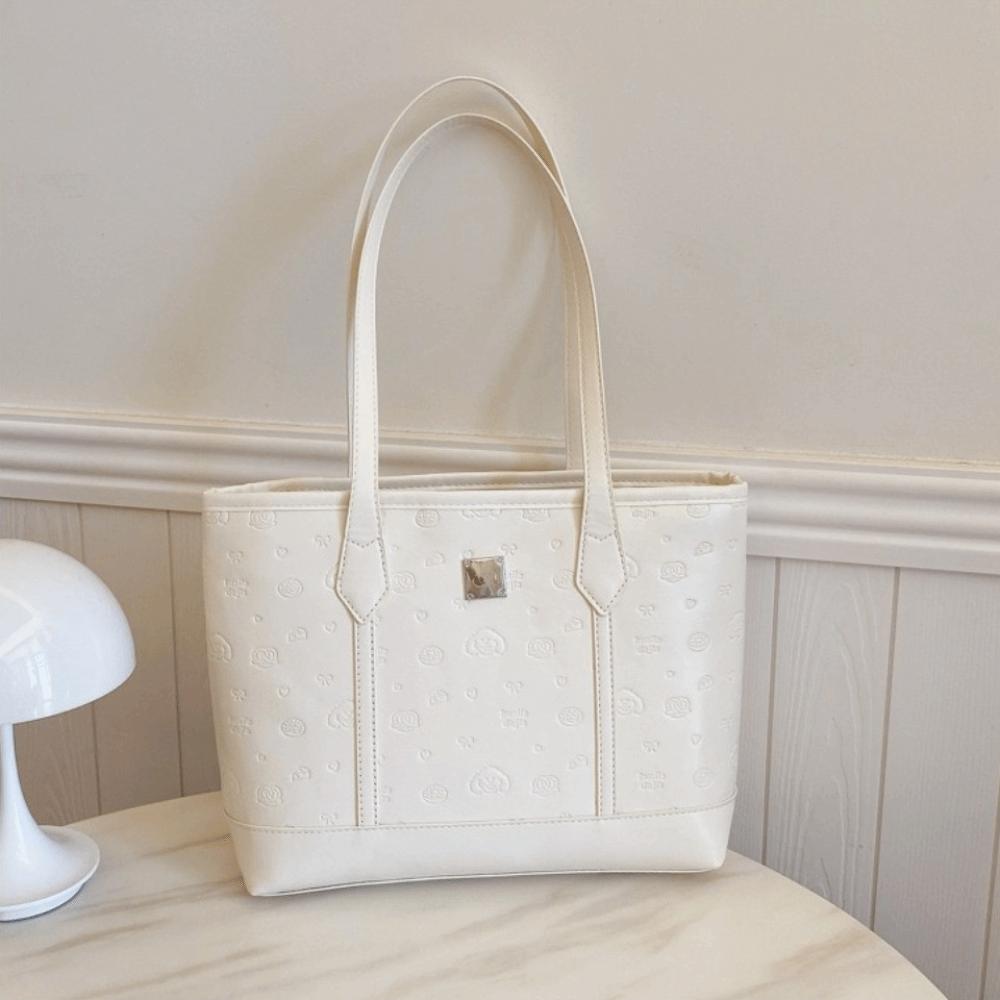 

Однотонная сумка через плечо, большая вместимость, рабочая сумка, корейские женские сумки-тоут, для девушек Without Ribbons белый