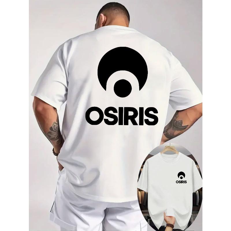 

Мужская футболка с узором OSIRIS, дышащая, с круглым вырезом, с короткими рукавами, повседневный топ, для повседневной носки и активного отдыха - Можно стирать в машине S белый