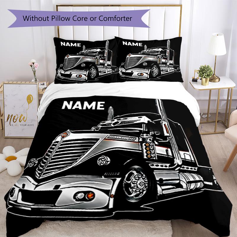 Truck Racing1 Customize your name Bedding Set Breathable Duvet Cover with Pillowcases Home Decoration Birthday Gift