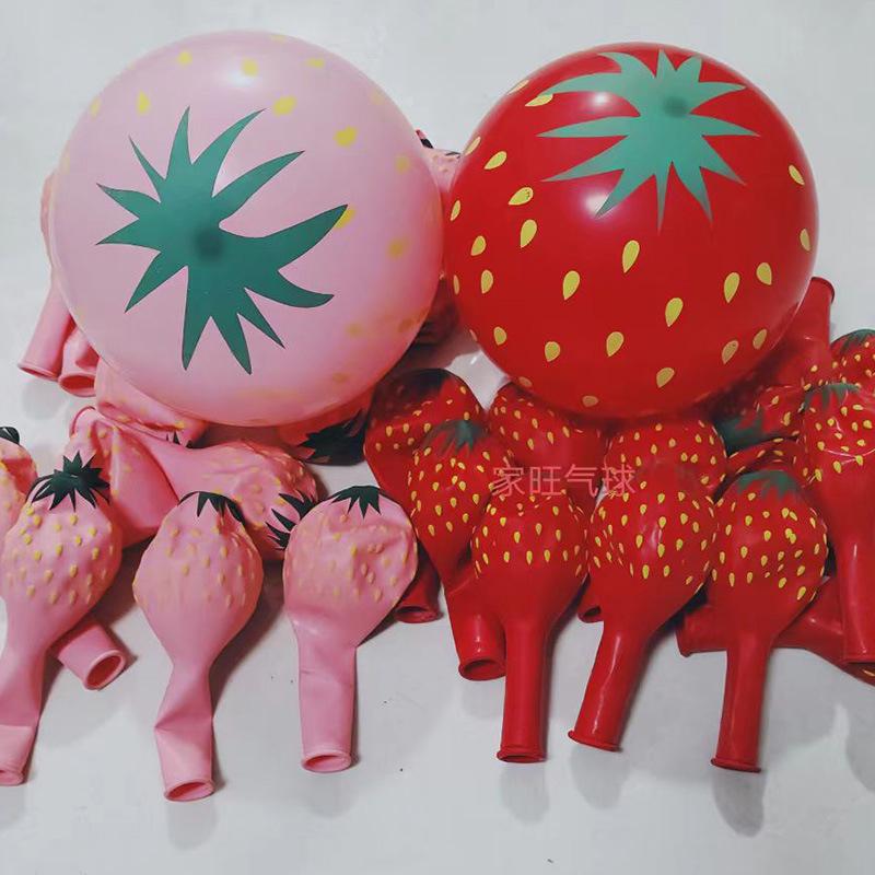12" Fruit-Themed Strawberry & Watermelon Balloons for Children's Birthday Party Decorations