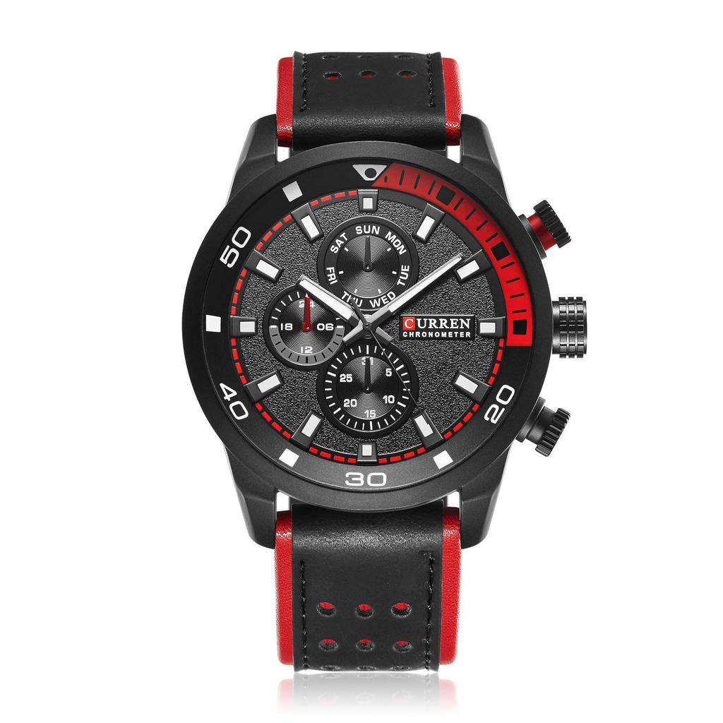 CURREN 8250 Men's Quartz Sport Casual Watch with Leather Strap