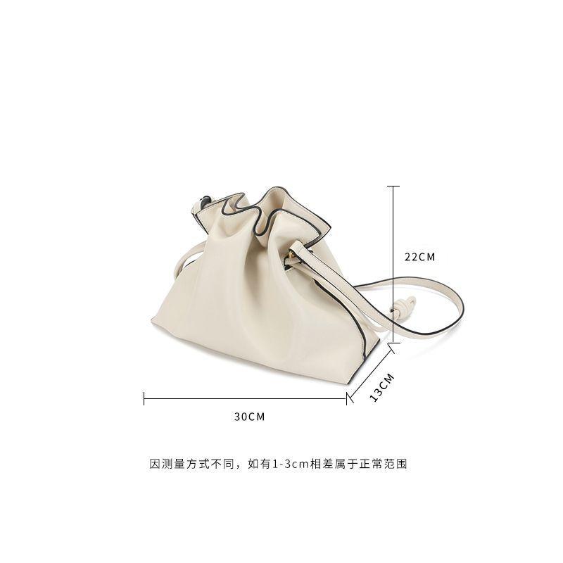 Genuine Leather Women's Bag Fashionable and Simple Bag Single-shoulder Crossbody Bucket Bag Handbag Pleated Bag