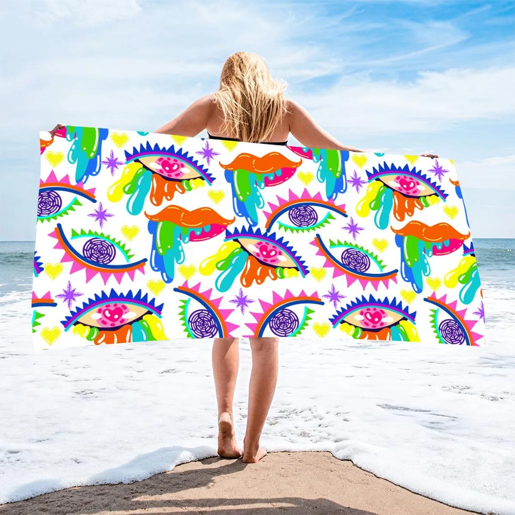 Flip Flop Print Bath Towel - Super Soft Absorbent Towel for Beach Lovers, Colorful Summer Designs for Everyday Use and Comfort