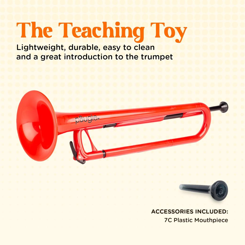 pInstruments Plastic Wind Instrument Bb Bugle pBugle Lightweight & Highly Durable ABS Biocoat Antibacterial PBUG1R Red (Mouthpiece Included) []