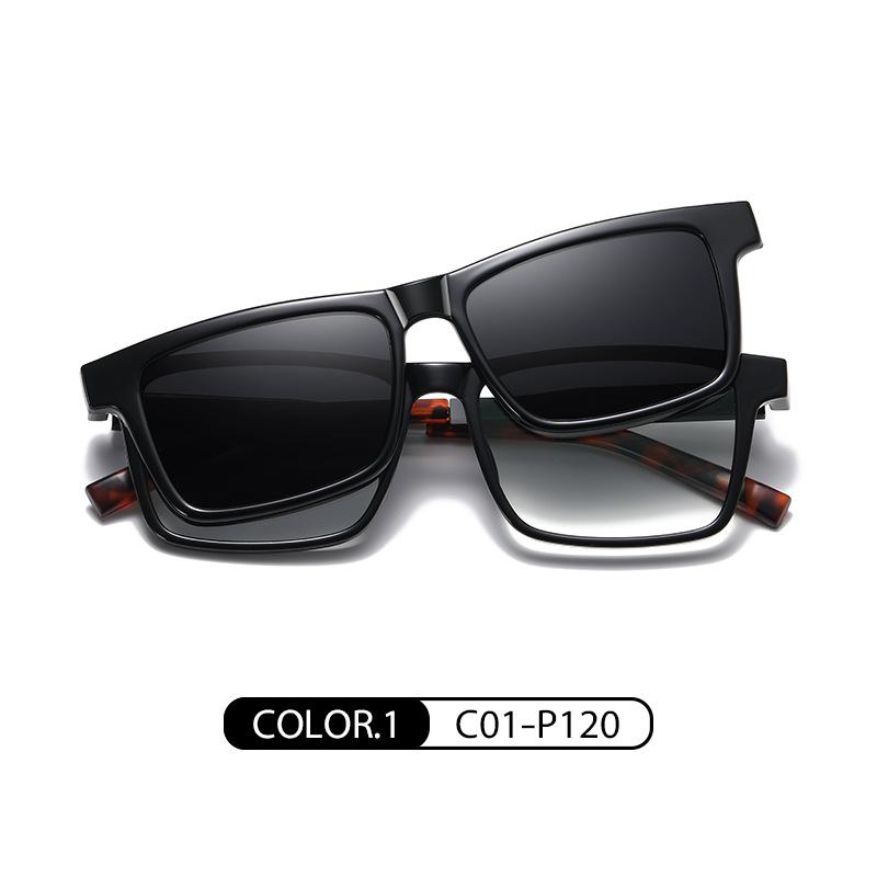 

CG7703Super Light TR90Magnetic polarized prescription glasses for men and women, square frame sunglasses for drivers 53-16-145