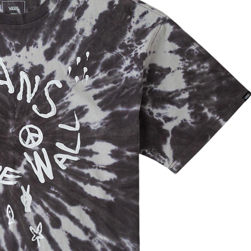 Vans Letter Print Round Neck Short Sleeve T-Shirt Unisex Tops Black Tie-Dye VN000GYFCRT