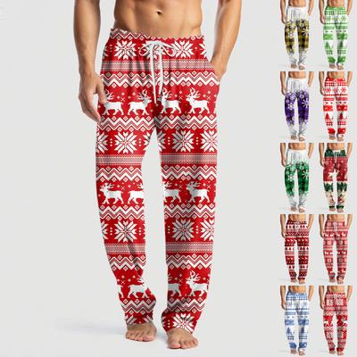 Men's Knitted Fashion Print Pocket Casual Pants Pajama Pants