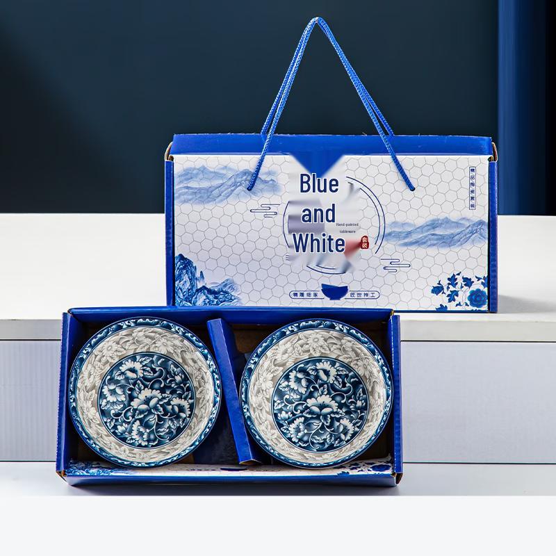 Blue and White Blossom Ceramic Bowl Gift Set