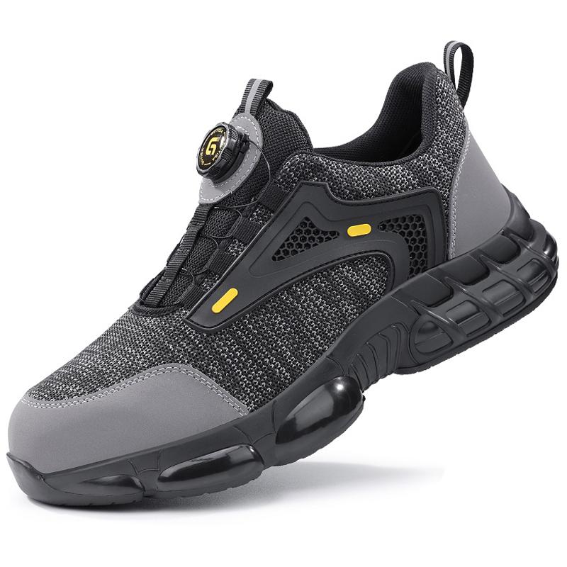 

Fashion Male work safety shoes Rotating button Steel Toe shoes Work Sneakers Puncture-Proof Protective Shoes Security Boots Men 39