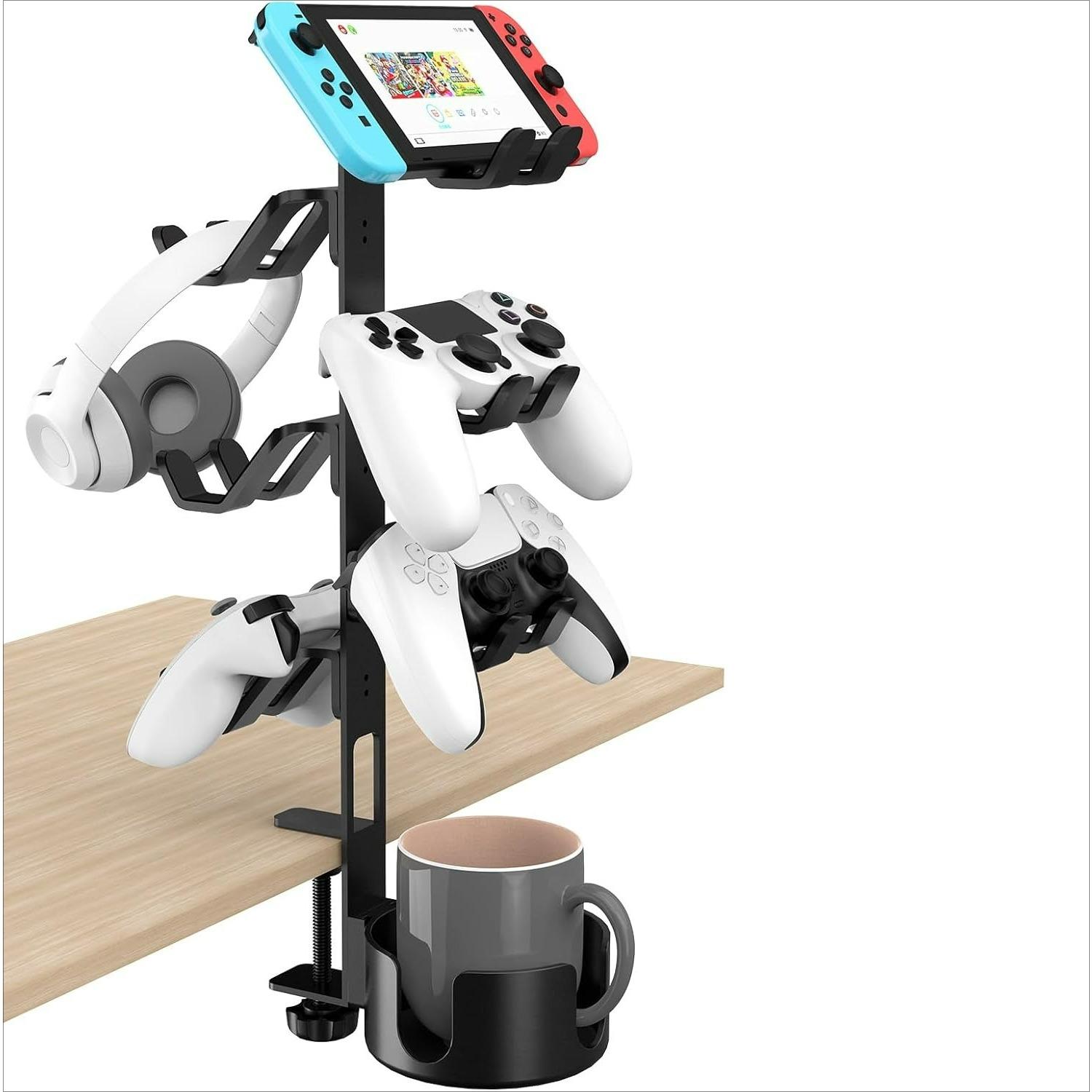 Controller Stand 3 Tier, Universal Headphone Holder for Desk,Compatible with Xbox PS5 PS4 Nintendo Switch, Headset Holder, Controller Organizer чёрный