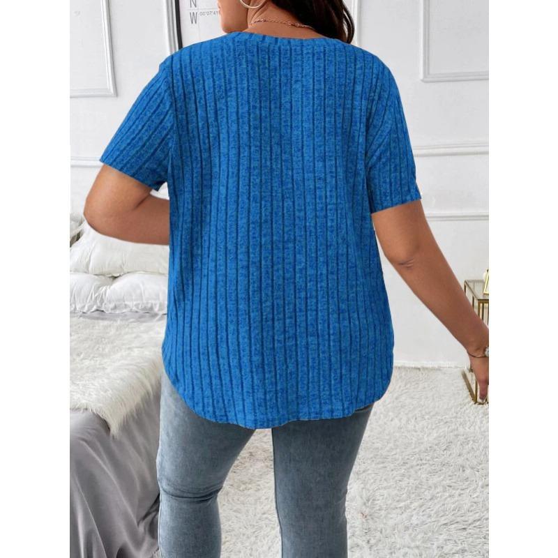 Summer Short Sleeve Large Size Women T-shirt Solid Color Loose Casual Office Blouse Women's Clothing Elegant Top Female Simple Shirt