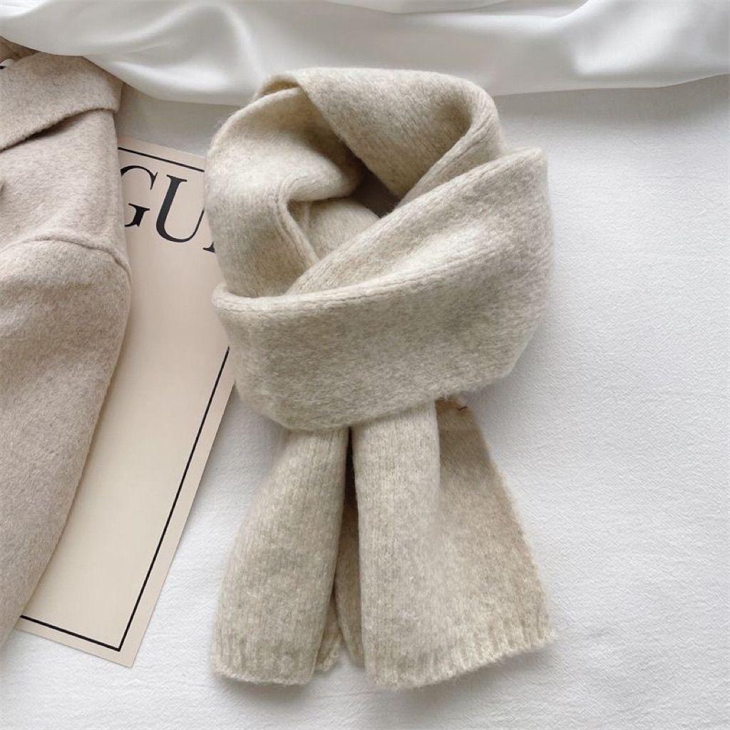 Korean Style Women's Knitted Scarf: Soft, Warm, Pure Color, Winter Fashion, Cozy Fit
