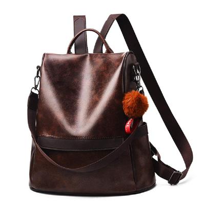 Zhongningyifeng ZNYF Women's Backpack with Zippered Back, Leather, Anti-theft, Waterproof, 2-Way Shoulder Bag, Popular with Girls (Coffee)