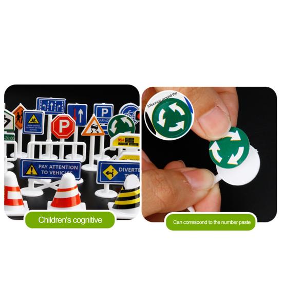 56Pcs/Set Eye-catching Compact Premium Wide Application Road Traffic Sign Kit Children Toy
