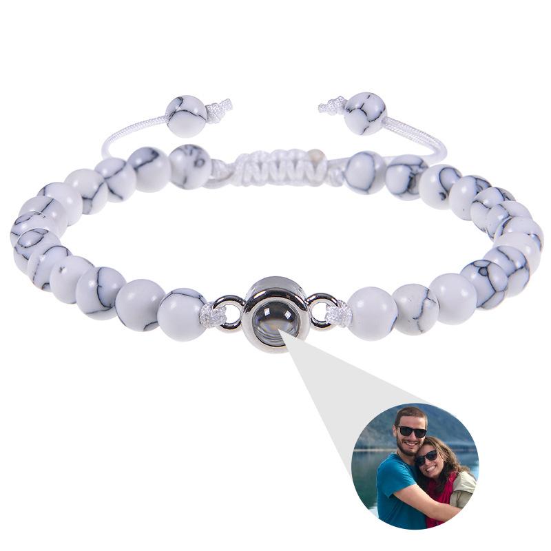 

Projection Photo Bracelet in Personalized Stainless Steel Custom Family Pet Photo Couples Stone Bracelets Valentine s Day Gift 18-19.5cm белый