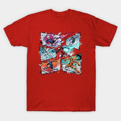 Asian Size Cotton Unisex Tshirt Print T-shirt Multi Character Manga Panel Brea T-shirt No-Cut Print Regular Fit