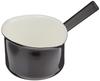 Nodahoro Enamel Milk Pan, 14cm, Gas and Induction Compatible, Single-Handled Pot with Double Spout, Made In Japan, NOMAKU, Black, NOM-14MBK