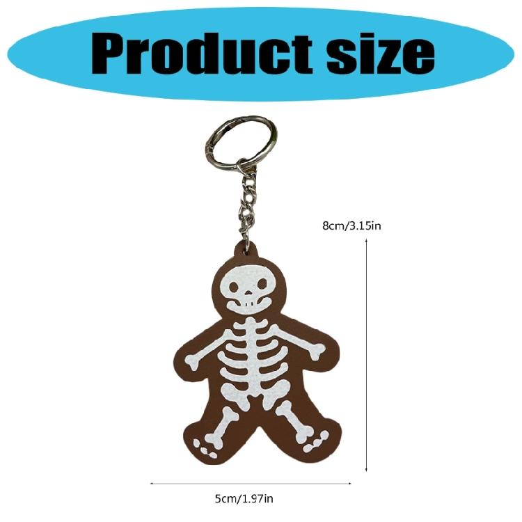 Spooky Skull Design Keychain Ornament With PU Leather Construction Accent For Gift Giving And Themed Celebrations