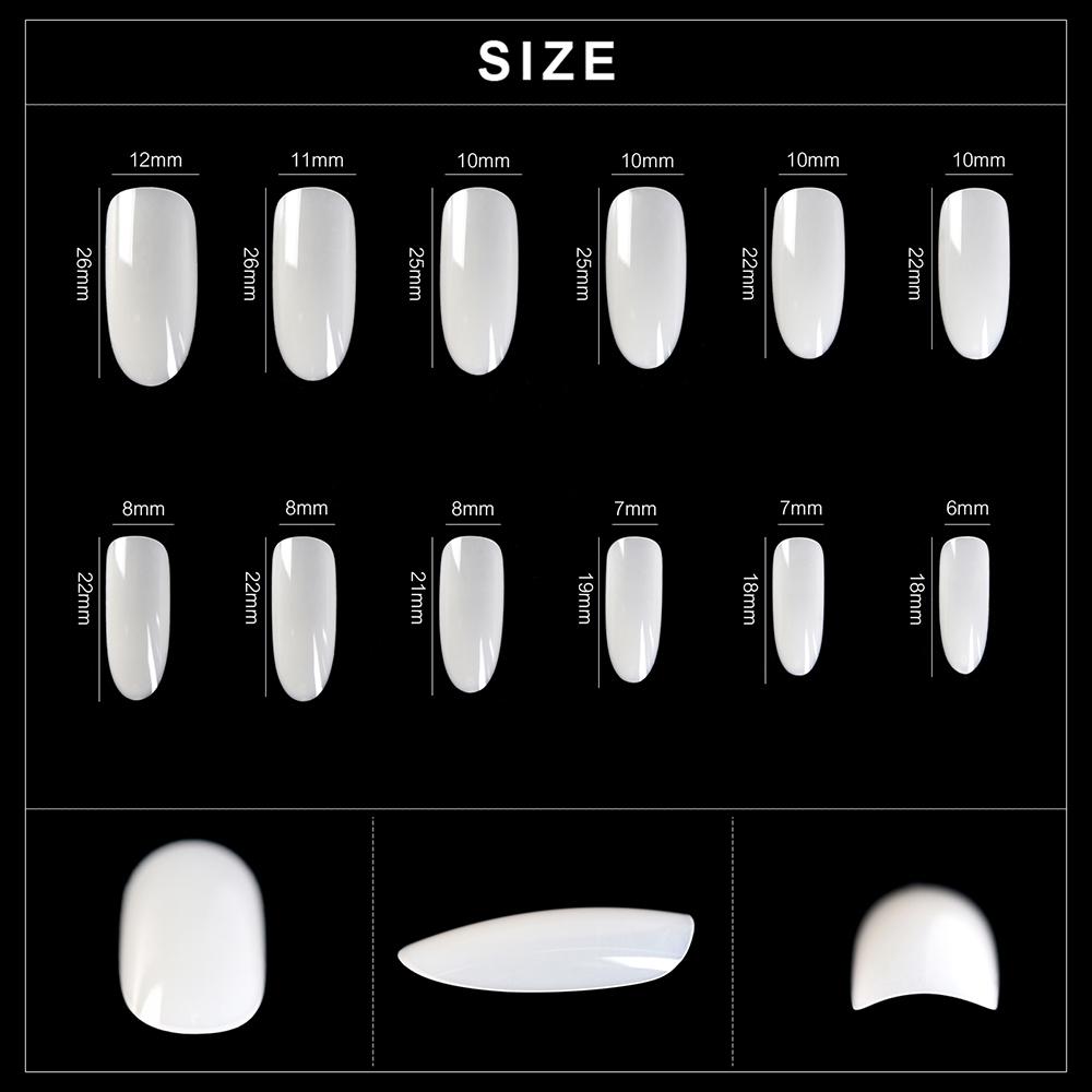 kads 600 ks Dlhé Oválne Bez Zlomu Plné Krytie Tipy na Umelé Nechty Biela Prírodná Priehľadná 12 Veľkostí Nail Art Manikúra Nástroje na Umelé Nechty