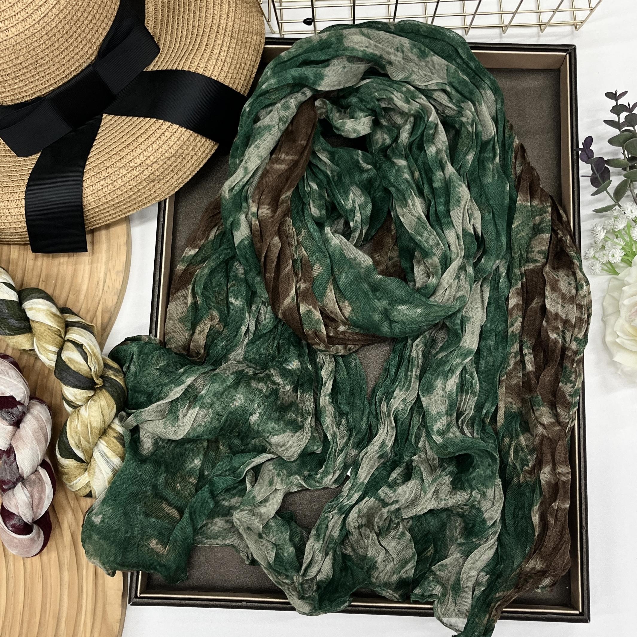 

Scarf Gradual Change Blue Autumn And Winter Tie-Dye Retro Versatile Thin Women S Long Pleated Shawl Versatile Decoration 180cm