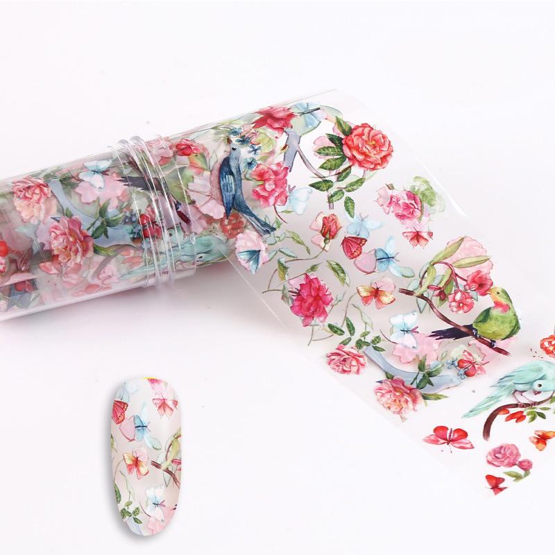 1 Roll 100Cm Flower Nail Transfer Foils Sticker Paper Floral Stickers Nails Wraps Plum Blossom Nail Art Stickers Decal Nail Art