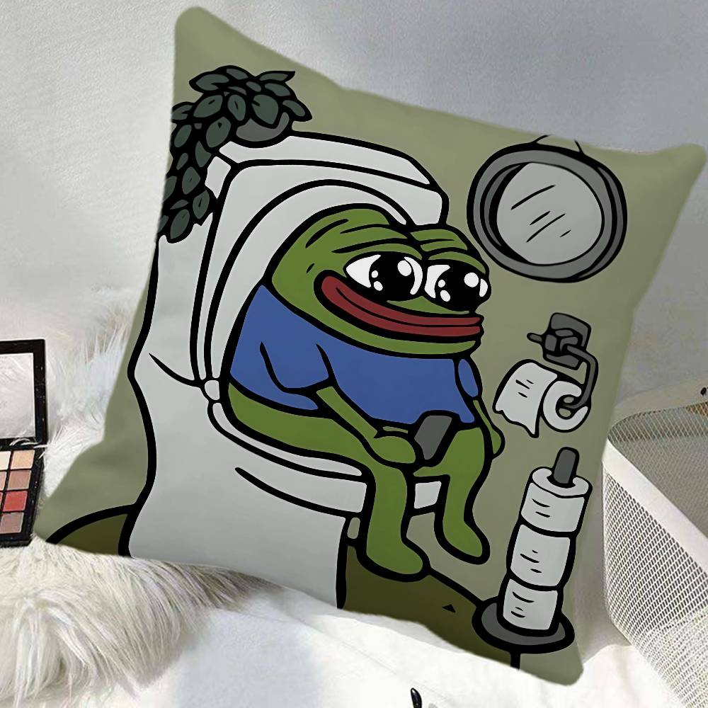 Cartoon PPepe The Frog Funny Pillow Case Square Pillow Bedroom Sofa Leisure Comfort Cushion Car Home Decoration